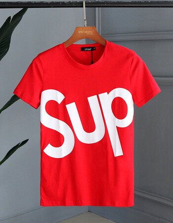 琼斯社会人小伙潮流sup字母短袖t恤男韩版潮牌嘻哈宽松半袖体恤上衣服