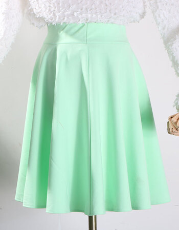 c@22新款韩版纯色简约百搭高腰半身裙女 -1青色 均码