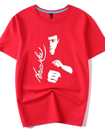 青少年武术爱好者t恤短袖跆拳道综合格斗t恤 李小龙红色 xl【图片 价