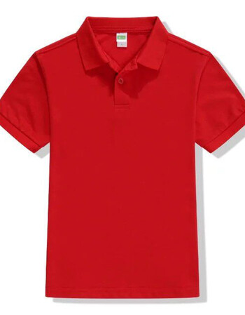 翻领短袖polo衫儿童文化衫定制广告衫小学生聚会t恤班服刺绣logo 红色