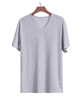 夏网眼镂空带洞t恤男土短袖冰丝体桖凉爽跨栏运动宽松体协 灰色 xl