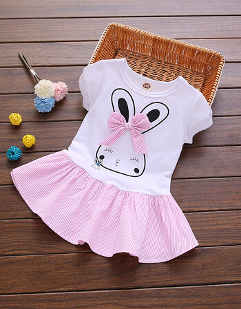 童装女童连衣裙2018儿童短袖公主裙夏季时尚韩版小女孩裙子潮ljq 粉红