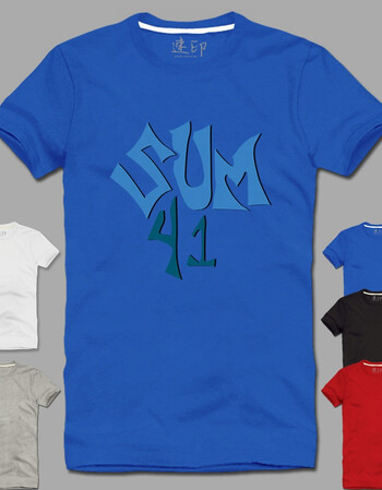 男装女装加大码纯棉圆领短袖t恤摇滚sum 41魔数41乐队4 蓝色 xl