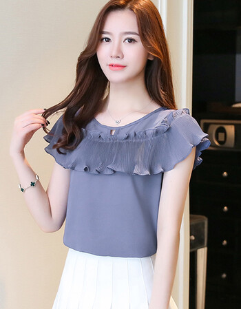 2018夏季短袖雪纺衫甜美百搭打底衫女装t恤上衣宽松娃娃衫潮