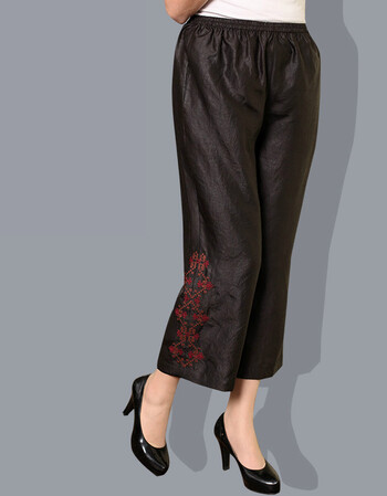 真丝中老年直筒裤女莨绸香云纱裤子中老年香云纱九分裤女妈妈裤子