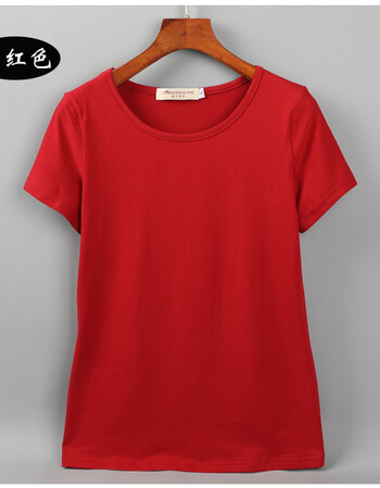 加大胖mmt恤女纯色圆领大码女装纯棉白色短袖大码t恤女夏宽松 酒红色