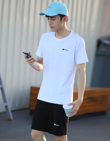 欧伦亚运动套装男女夏季时尚简约运动服休闲情侣套装 1802白色/男 l