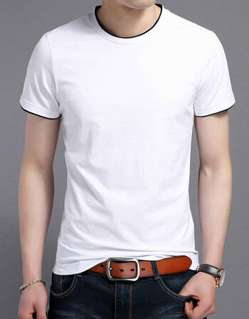 2018短袖t恤男士圆领t恤薄款上衣服夏季中青年新款男装 1304-905白色