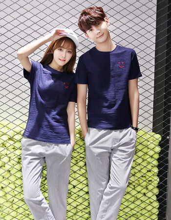 古莱登 2016春夏家新款 潮流个性男生女生笑脸刺绣t恤时尚短袖情侣t恤