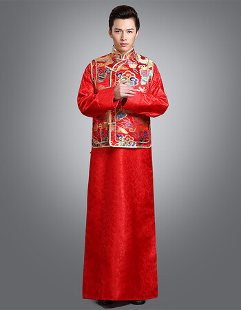 秀禾服男装唐装马褂古装婚服红秀禾服男中式新郎结婚礼服古代婚服