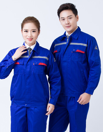 工作服套装中石油中石化加油站工作服春长袖反光条劳保服 蓝色套装a2