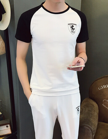 t恤男pp短袖 韩版 潮流男士夏季衣服休闲套装男士pp短袖t恤套装韩版七