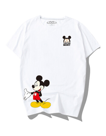 欧美米奇t恤女情侣短袖男迪士尼米老鼠t恤潮牌ins七夕情人节礼物 白