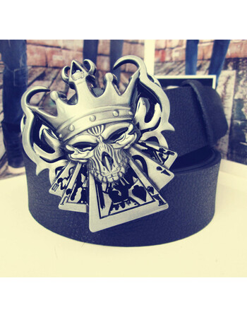 快手红人骷髅大头手爪腰带个性潮牌社会精神小伙霸气裤带 扑克牌国王