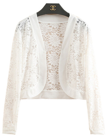 白色小披肩外套夏季外搭长袖女士坎肩薄款针织防晒衣短款空调衫 8689