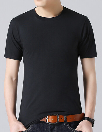 男式t恤新款夏季棉纯色职业男短袖情侣衣服 黑色 xxl建议160-180斤