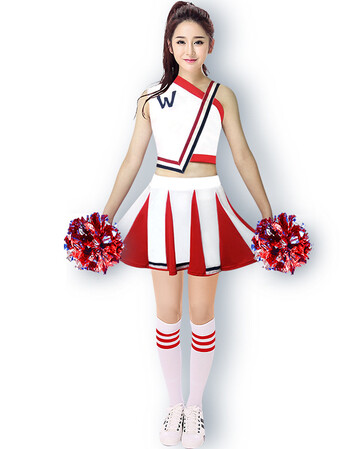 啦啦队服装女学生韩版学院风活力青春拉拉队健美足球宝贝表演服 白色