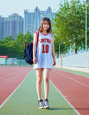 闺蜜球衣女夏装情侣篮球服中长款宽松bf风下衣失踪t恤背心裙 10号白色