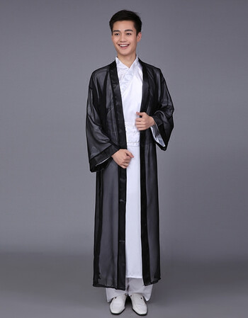 新款古装男公子帅气唐装古风改良汉服学生民族长袍剑客书生广袖长袍白