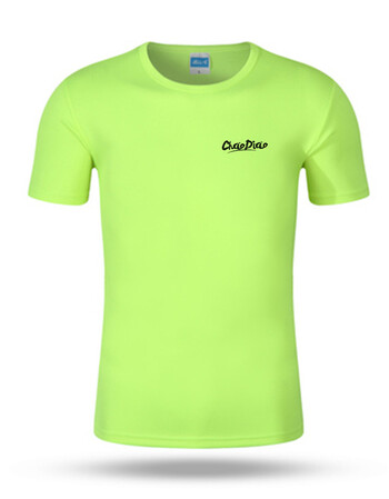 夏国潮复古嘻哈风短袖男t恤圆领女运动衫透气情侣款速干衣 荧光绿 xl