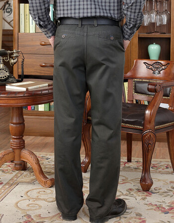 春夏中老年男士休闲长裤爸爸装直筒宽松大码中年人加肥高腰男裤子