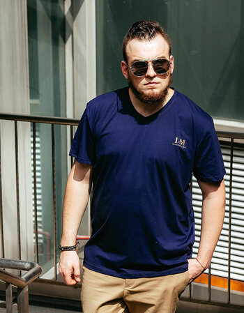 短袖t恤大码男v领胖子200斤纯色体恤男宽松大码加肥加大号t恤 紫蓝色