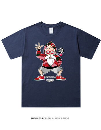 日系潮牌短袖男 龟仙人 动漫七龙珠t恤恶搞卡通宽松纯棉大码学生 xc举