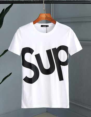 琼斯社会人小伙潮流sup字母短袖t恤男韩版潮牌嘻哈宽松半袖体恤上衣服
