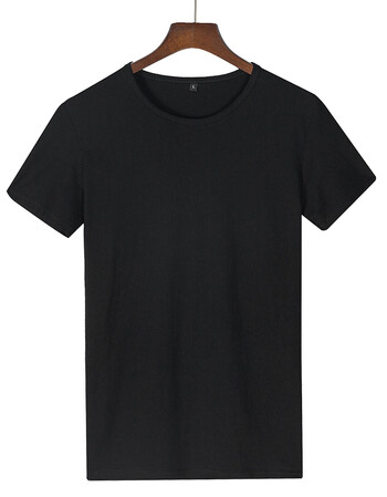 圆领宽松体恤夏季男士纯色2018新款衣服潮全棉男装官方旗舰店 黑色