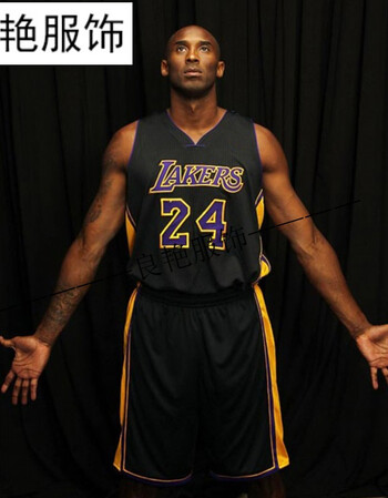 骑士队23号球衣刺绣套装男夏季勇士库里30号哈登科比篮球服 科比黑色