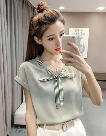 夏装女装短袖学生宽松韩版百搭t恤ulzzang上衣服潮早春装 豆绿色 m