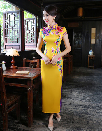 珂梵图2018新款改良礼仪旗袍迎宾小姐服优雅长款中老年