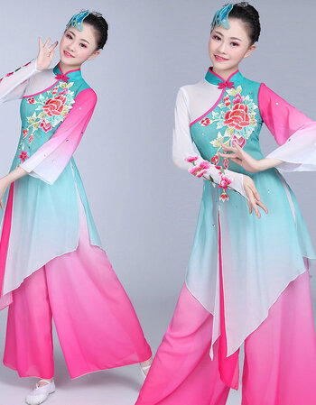 新款古典舞扇子舞伞舞江南水乡茉莉花舞蹈演出民族舞台服装长款女