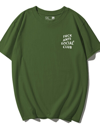 明星同款加肥加大码短袖t恤男士字母潮流半袖胖子夏季宽松体恤衫 军绿