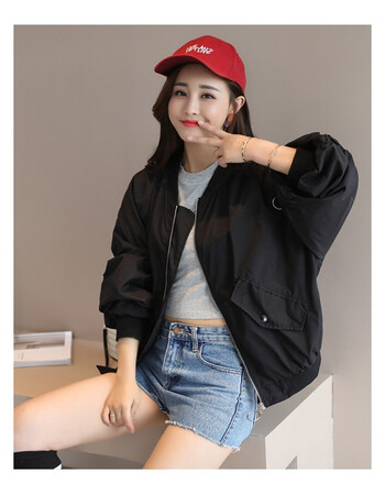 棒球服女外套2018春秋季新款学院风学生宽松短款bf宿风夹克潮 黑色 xl