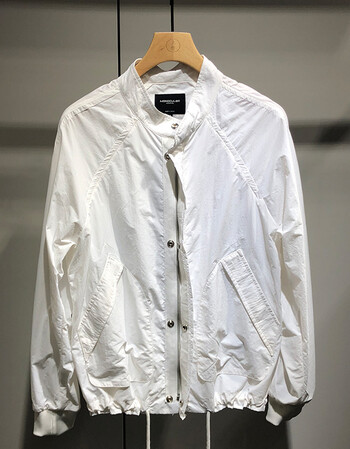 新品韩版纯白色夹克学生青年个性时尚系带潮男外套 白色 3xl