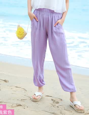 宽松棉绸灯笼裤女夏季高腰萝卜裤薄款人造棉成人防蚊裤女士长裤子