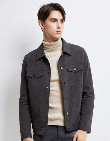 abx2018新款工装外套男潮牌韩版潮流帅气男士休闲翻领春秋夹克薄 灰色