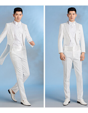 休闲夏季男装西服套装白色欧式宫廷燕尾服表演主持合唱魔术男士礼服