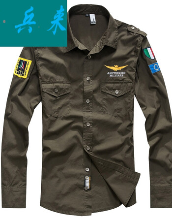 潮男士寸衫修身衬衣空军一号短袖衬衫男二炮部队火箭军特种兵军迷t恤