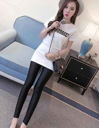 墨泪儿春夏季薄款冰丝打底裤外穿女健美裤弹力紧身裤九分踩脚光泽裤大