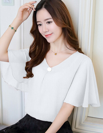 短袖t恤女装夏装2018新款潮韩版时尚夏天衣服宽松雪纺衫上衣百搭 909