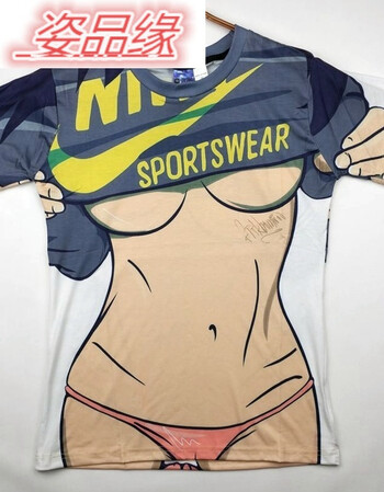 肌肉短袖t恤男比基尼夏季腹肌纹身个性衣服3d立体图案恶搞体恤衫 短t