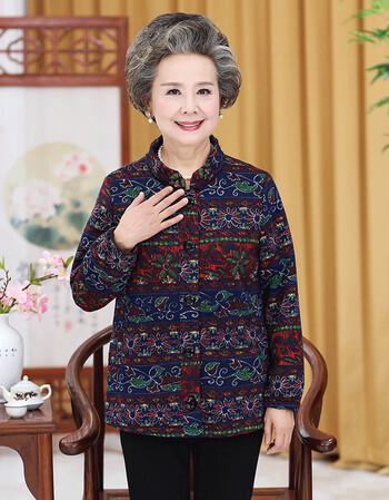 2018中老年妈妈装秋冬新款夹棉小外套50-60岁中年女装小棉衣老年人