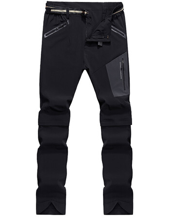 新款户外轻薄透气登山裤宽松直筒跑步运动裤男士可脱卸速干裤 黑色 l