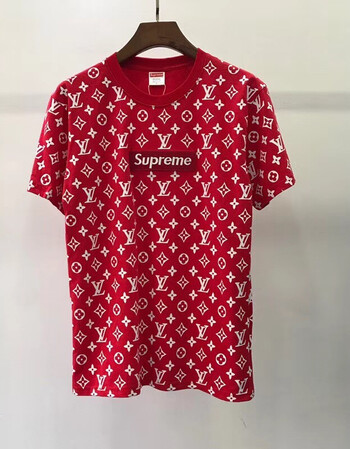2018夏季联名supreme潮牌情侣supreme纯棉美式短袖t恤男女ins潮lv