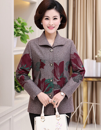 中年人女装外套短款妈妈服装上衣奶奶装秋衣服中老年60-70岁 红色 xl