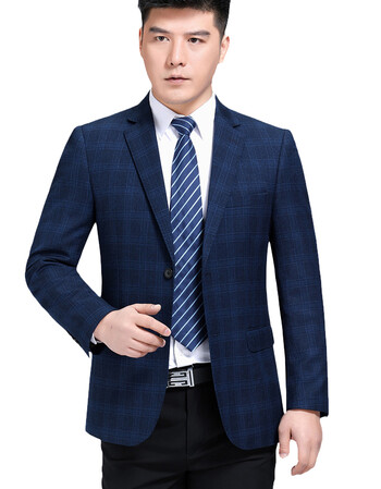 排扣平驳领高档男装羊毛外套中年男士商务正装新款单西服精品西装外衣