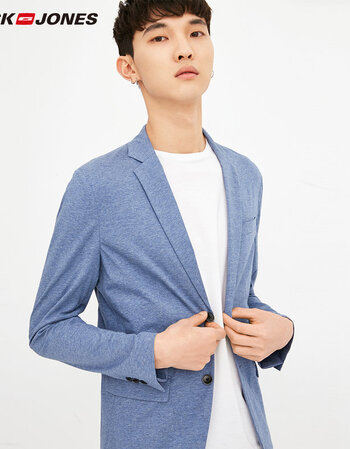 夏季男装纯棉修身商务休闲西服外套e| e42冰蓝色 195/112a/xxxl