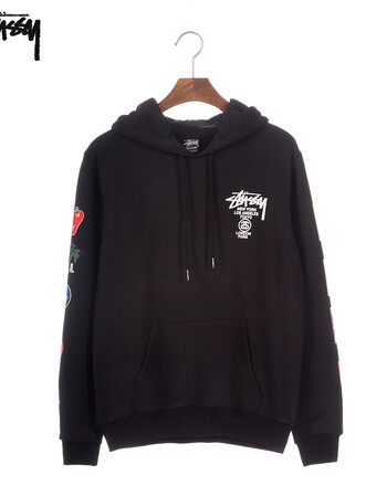 stussy连帽卫衣男长袖supreme秋季斯图西男女情侣款潮牌外套 灰色 xl